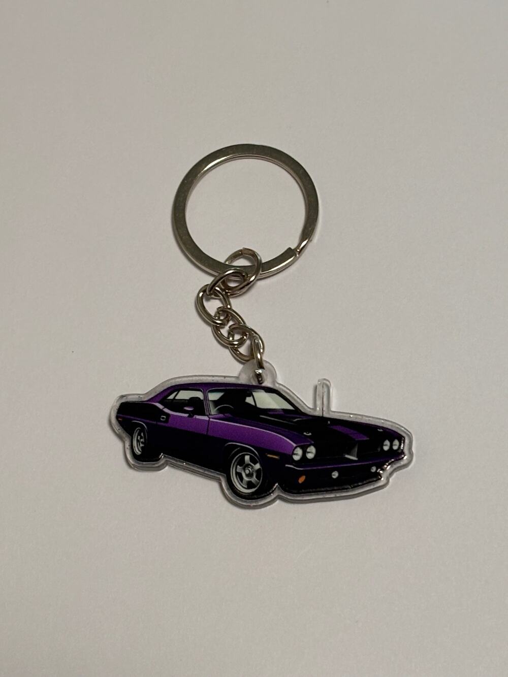 Key Ring Chain Wallet Bag Backpack Sparkle 1970 Plymouth Barracuda Purple Black